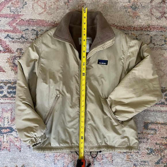 Vintage LL BEAN 90s Tan/Khaki Fleece Lined Warm Up Jacket - Picture 2 of 8